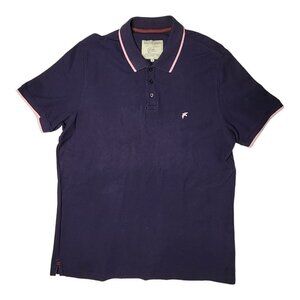Racing Green British Style Short Sleeve Polo Shirt Mens XL Navy Blue Pink Trim
